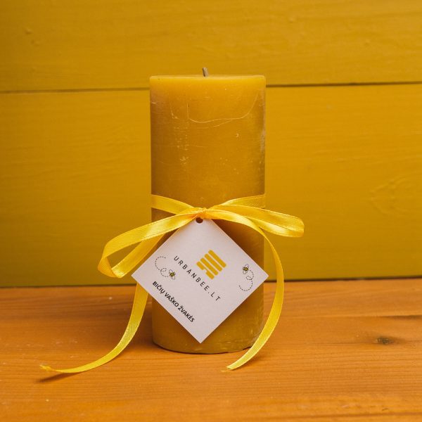Cilindrinė bičių vaško žvakė iš Urbanbee.lt bityno